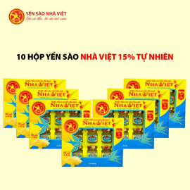 10 Hộp yến sào Nhà Việt 15% tự nhiên - Tặng 3 hộp yến Vani 15% Nhà Việt + 10 túi giấy Nhà Việt 10 Hộp yến sào Nhà Việt 15% tự nhiên - Tặng 3 hộp yến Vani 15% Nhà Việt + 10 túi giấy Nhà Việt