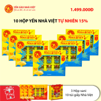 10 Hộp yến sào Nhà Việt 15% tự nhiên - Tặng 3 hộp yến Vani 15% Nhà Việt + 10 túi giấy Nhà Việt
