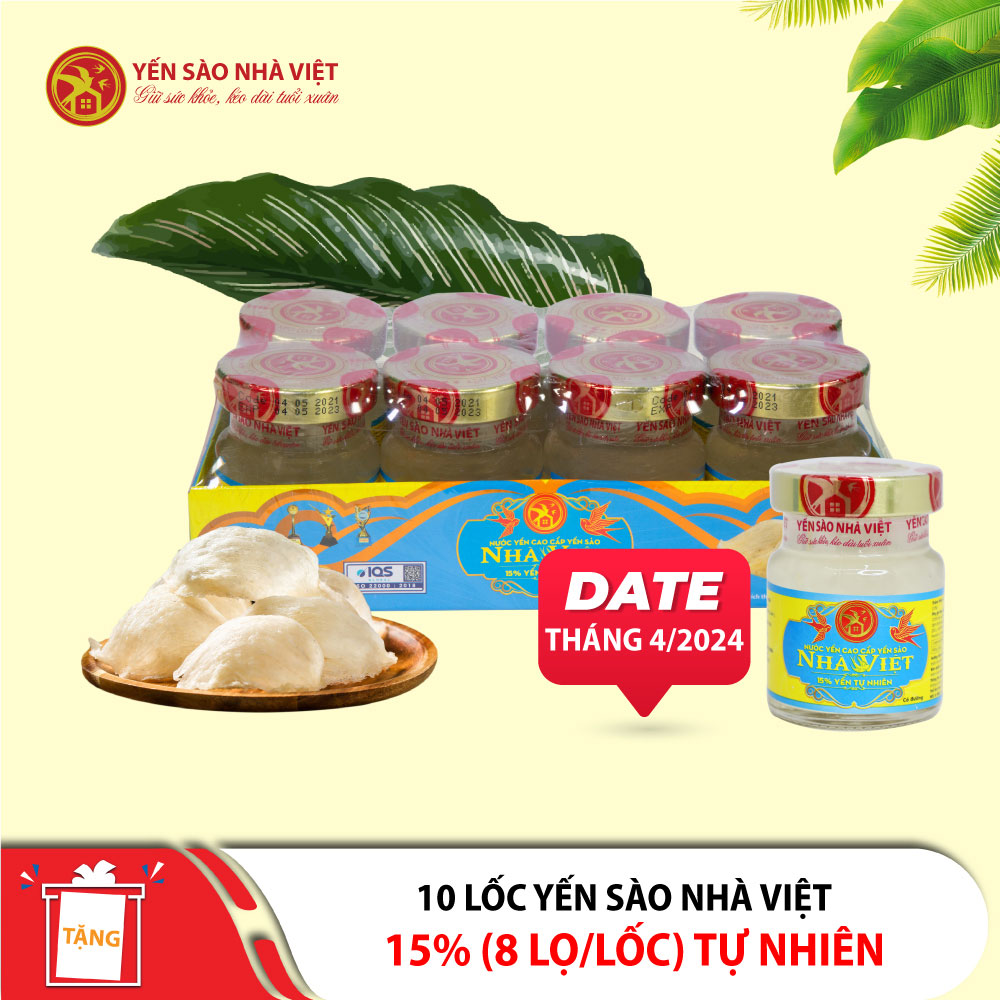 10 Lốc yến sào Nhà Việt tự nhiên 15% (8 lọ/lốc) 10 Lốc yến sào Nhà Việt tự nhiên 15% (8 lọ/lốc)