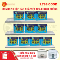 10 Hộp yến sào Nhà Việt 18% không đường - Tặng 1 nồi cơm điện Sunhouse 1.8l (giao mẫu ngẫu nhiên)