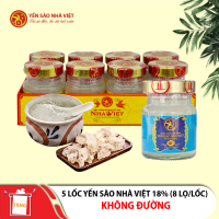 5 Lốc  yến sào Nhà Việt 18% (8 lọ/ lốc) không đường