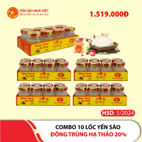 Combo 10 Lốc yến sào Nhà Việt 20% Đông Trùng Hạ Thảo (8 lọ/lốc)