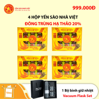 4 Hộp yến sào Nhà Việt 20% Đông Trùng Hạ Thảo (6 lọ/hộp) - Tặng 1 bình giữ nhiệt Vacuum Flask Set 500ml
