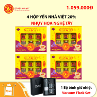 4 Hộp yến sào Nhà Việt 20% Nhụy Hoa Nghệ Tây - Tặng 1 bình giữ nhiệt Vacuum Flask Set 500ml
