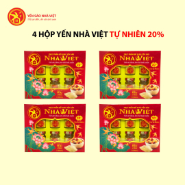 4 Hộp yến sào Nhà Việt 20% tự nhiên - Tặng 2 chai mật ong Honey An 380g Hộp xuân vị ngẫu nhiên