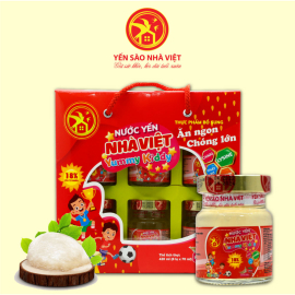 7 Hộp yến sào Nhà VIệt Yummy Kiddy Dâu 18% (6 lọ/hộp) - Tặng 2 hộp yến Yummy Kiddy Vani (6 lọ/hộp) + 2 chai mật ong 380g Honey An